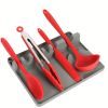 1pcs Silicone Utensil Rest With Drip Pad For Multiple Utensils; Heat-Resistant; Spoon Rest & Spoon Holder For Stove Top; Home Kitchen Items - Gray