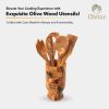 Olive Wood Kitchen Servers Set w/Holder -6 Pcs - As shown
